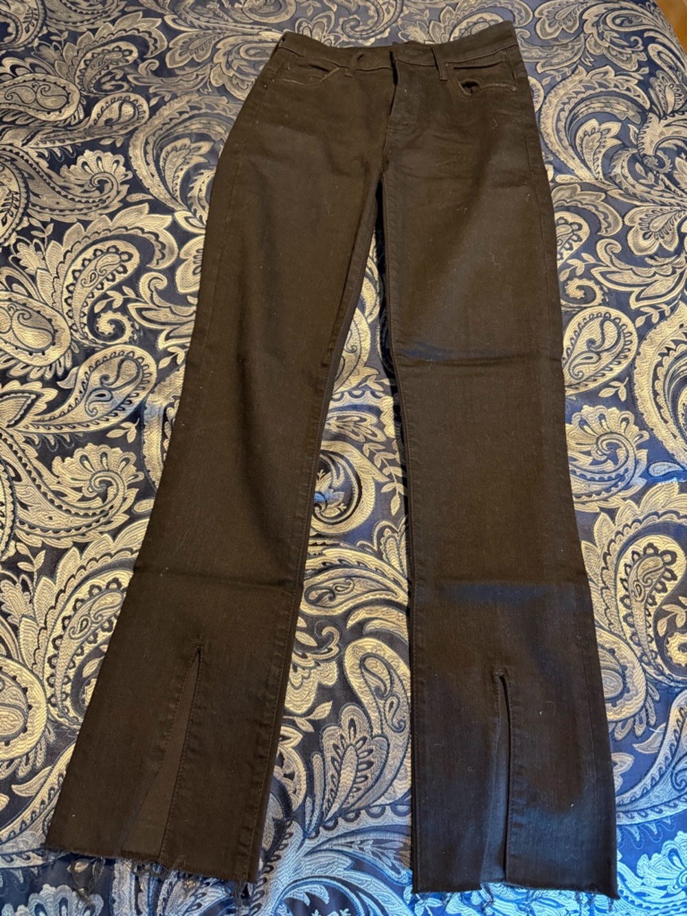 MOTHER Black Boot Cut Jeans with Front Slits